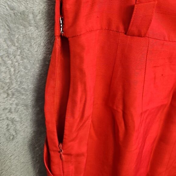 Linda Allard Ellen Tracy silk pencil skirt Red Sz 12 Lined side zip Vintage - Picture 9 of 16
